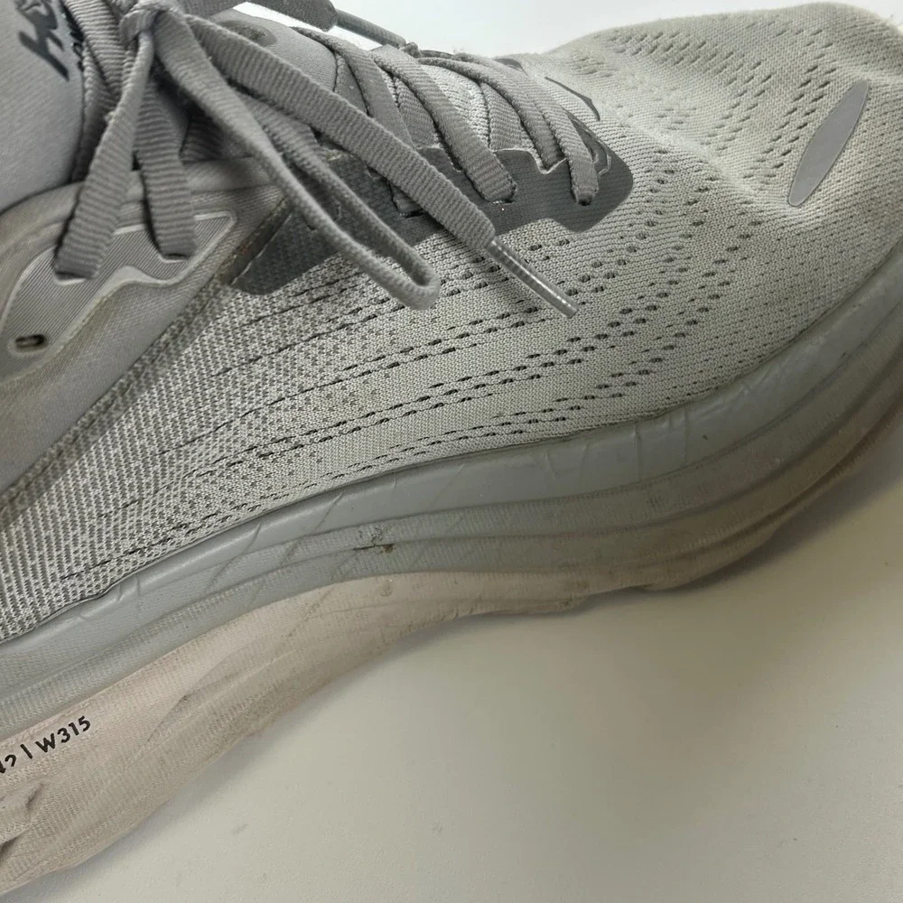 Hoka Mens 9 Bondi 8 Mens Running Athletic Outdoor Shoes Grey Harbor Mist Wide 4E